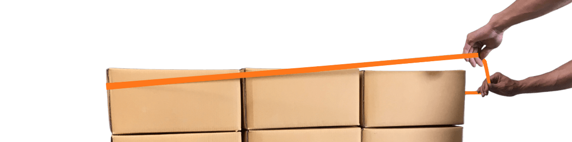 Applying pallet elastic band to secure cartons on pallet during warehouse handling operations